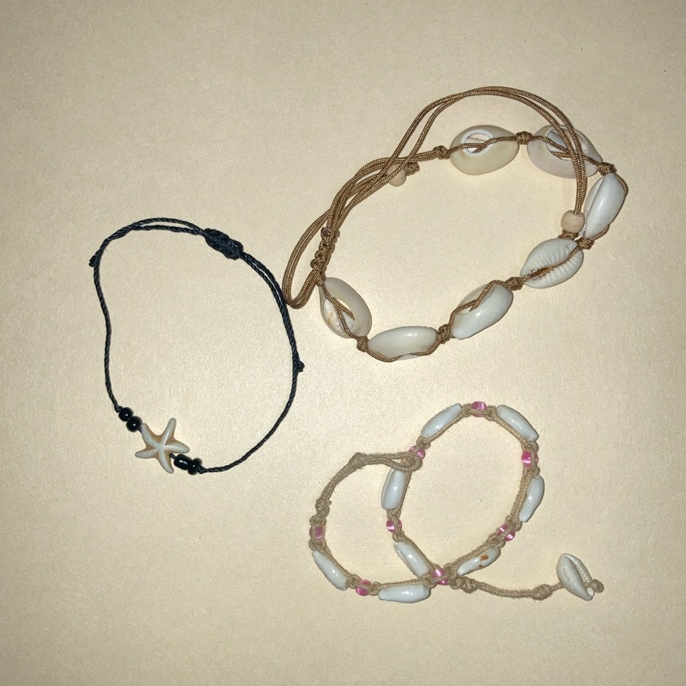Beach Shell and Starfish Bracelet Trio